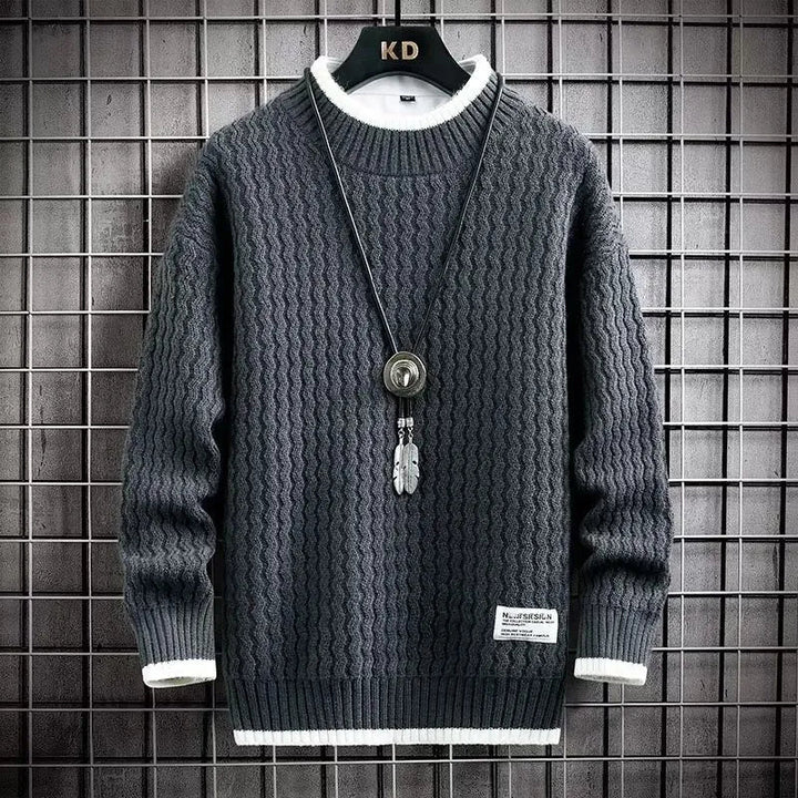 Levi | Farbblockierter Kabelstrick-Turtleneck